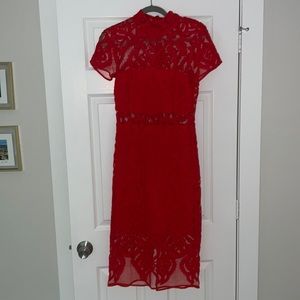 THURLEY red lace midi dress US size 6